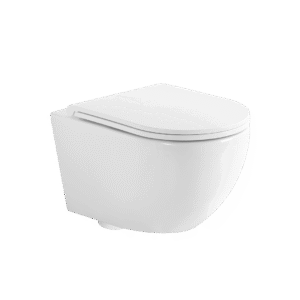 Miska WC wisząca, owalna,odpływ poziomy, biały połysk,z deską