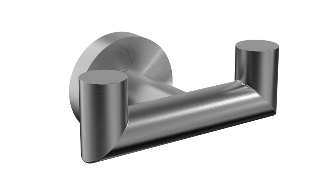 Haczyk łazienkowy podwójny, model C, gunmetal, stal nierdzewna