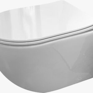 Miska WC wisząca, owalna,odpływ poziomy, biały połysk,z deską, system spłukiwania wirowy